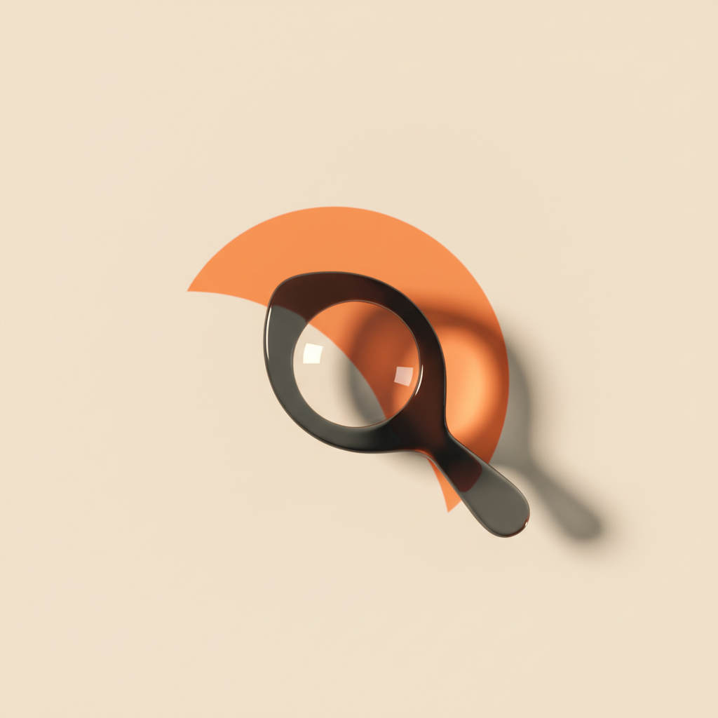 A charcoal glass magnifying lens refracting a warm orange beam